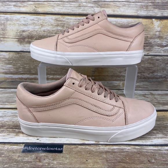 Vans Shoes Vans Low Top Casual Skate Shoes Pink Beige Leather Poshmark